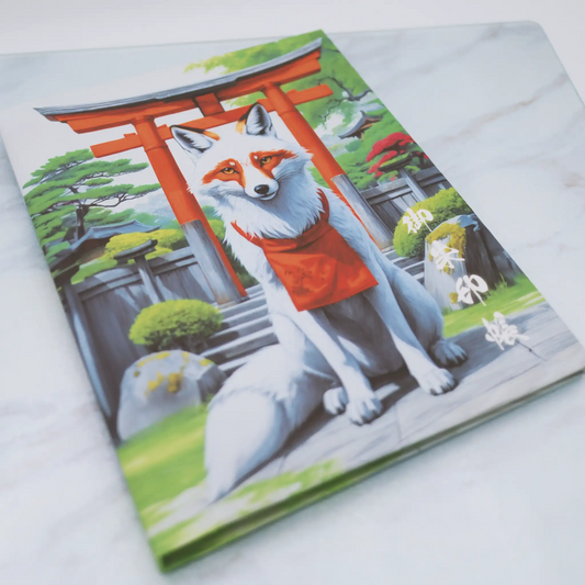 【書き置き御朱印帳-稲荷キツネ1】神社を守る神々しい稲荷キツネ様｜稲荷様のお導きと縁結び