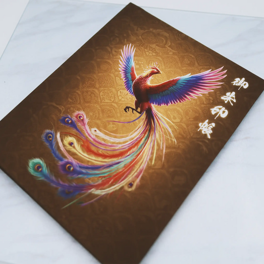 【書き置き御朱印帳-鳳凰1】深みのある金の和柄と鳳凰｜神社仏閣巡りを大切に保管