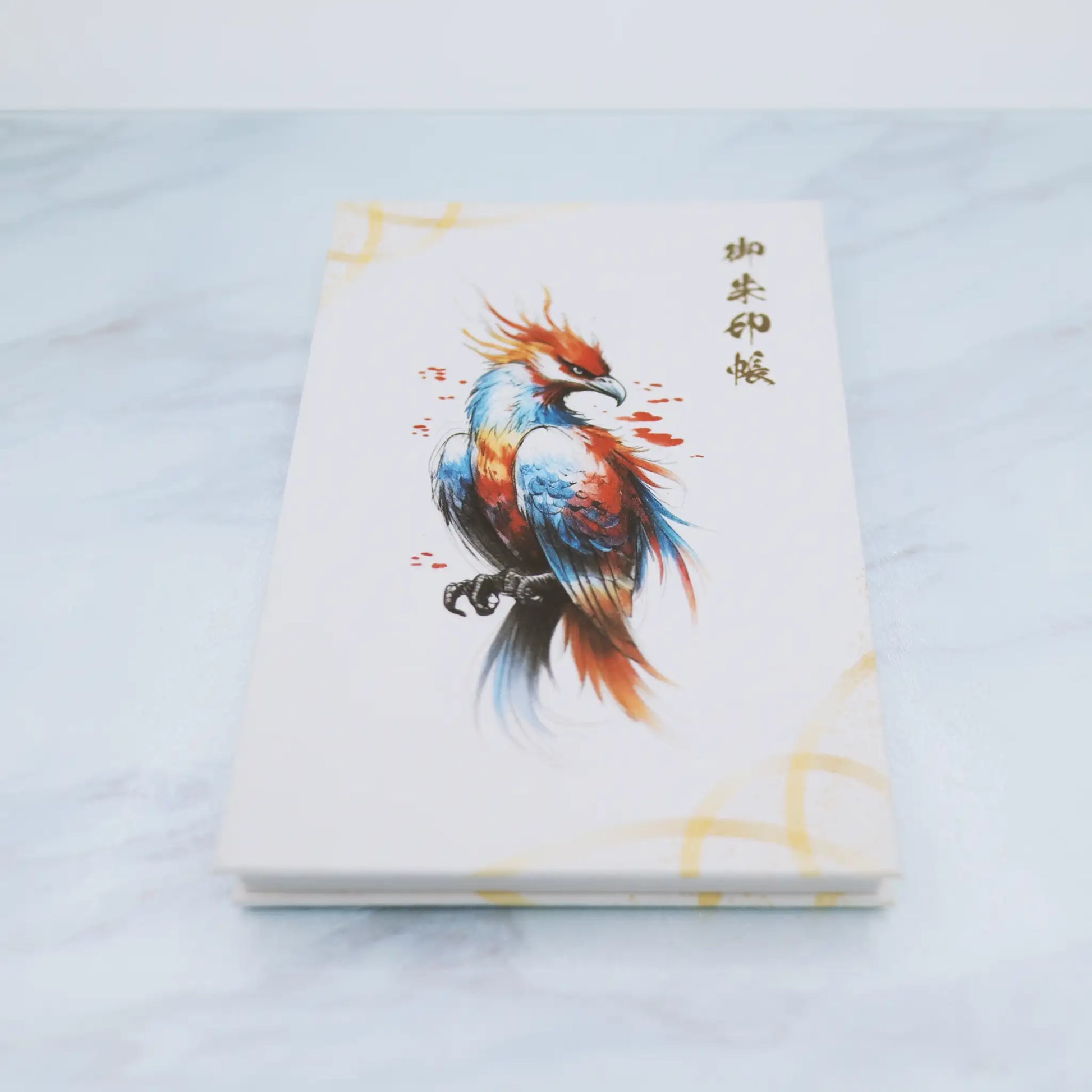 【縦向き御朱印帳-鳳凰6】正面下からの煽りアングル写真