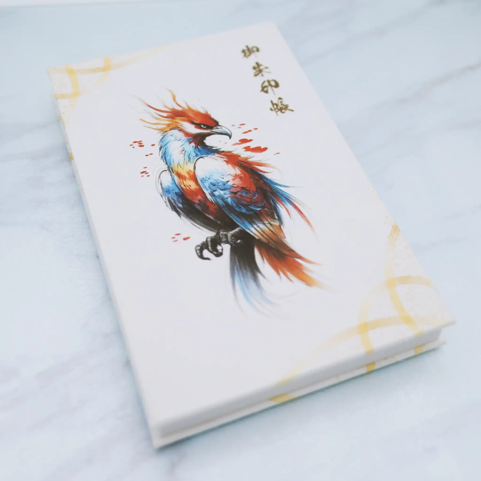 【縦向き御朱印帳-鳳凰6】静謐な白に宿る、力強く神聖な鳳凰の御朱印帳｜神社参りのお供にこの一冊