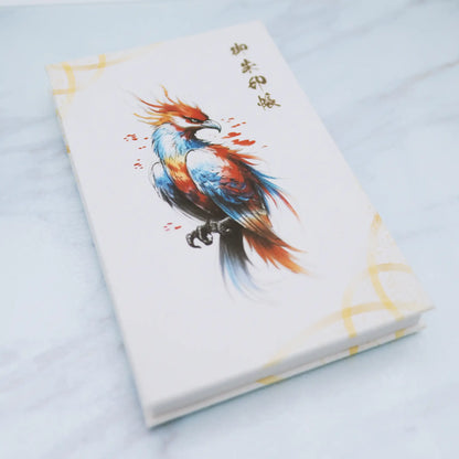 【縦向き御朱印帳-鳳凰6】静謐な白に宿る、力強く神聖な鳳凰の御朱印帳｜神社参りのお供にこの一冊
